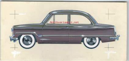Ford Taunus de Luxe / alkuperäismaalaus levylle  n 10x20 cm