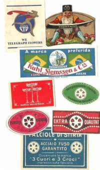 Erä tuotemerkkejä (4)  n 8 kpl  -  tuote-etiketti / tuotemerkki