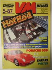 Vauhdin maailma 1987 nr 5, sis. mm. seur. artikkelit / kuvat / mainokset; mm. F3000 avaus, MM-Motocross, VM maistelee Audi 80 Quattro - Ducati 750 Paso - Yamaha TZR