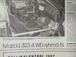Vauhdin maailma 1987 nr 2, sis. mm. seur. artikkelit / kuvat / mainokset; mm. Formula 1 -87 mitä on tulossa ja mitä on menossa, Tunturiralli, Alain Prost aikamme
