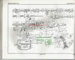 Austin A 95  &amp; A 105 Service parts list - varaosaluettelo