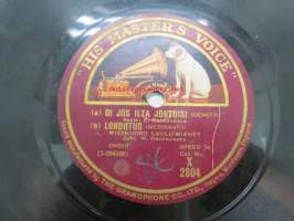 His Master´s Voice HMV X 2804 E. Rautavaara - Oi jos ilta joutuis / Laulu-Miehet - Lohdutus / Armaasta erotessa -savikiekkoäänilevy, 78 rpm