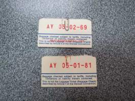 Finnair Baggage identification Tag AY-05-01-81 to Helsinki 2 kpl