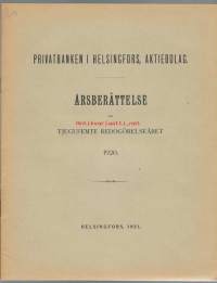 Privatbanken i Helsingfors Ab Årsberättelse   1920 - vuosikertomus