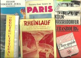 Matkailuesitteitä 1950-luku Saksa, Ranska    - matkailuesite,  kartta n 10 kpl
