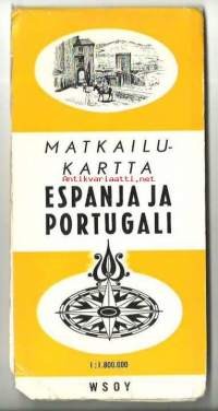 Espanja ja Portugali matkailukartta 1958     - matkailuesite,  kartta