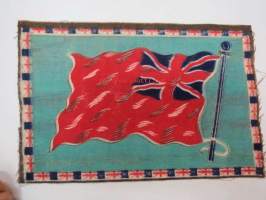 Sikarilippu Great Britain (Cigarr flag) -sikarilaatikossa kylkiäisenä tullut keräilyliina, ollut laatikon pohjalla sikarien alla, arviolta 1920-30 lukujen vaihteesta