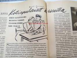 Kotiliesi 1946 nr 1, sis. mm. seur. artikkelit / kuvat / mainokset; Kellotaulu vaneriin liimattavaksi sivulla 2, Vaateompelu - naisellisen näppäryyden näyte -