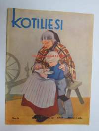 Kotiliesi 1941 nr 6 maaliskuu II sis. mm. seur. artikkelit / kuvat / mainokset; Kansikuvitus Martta Wendelin, Leposohvasta loihditaan oikea sänky, Kasvava kansa