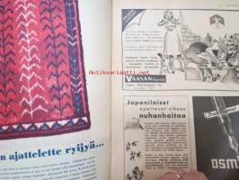 Kotiliesi 1941 nr 14-15 heinäkuun II - elokuun I sis. mm. seur. artikkelit, Kansikuvitus Martta Wendelin, Mary Olki - Reikäompelu on kaunista taidetta