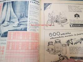 Kotiliesi 1941 nr 16 elokuu II sis. mm. seur. artikkelit / kuvat / mainokset; Kansikuvitus Martta Wendelin, Pellavaliina teko-ohje sivulla 2, Kamppailujen kesän