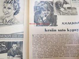 Kotiliesi 1941 nr 16 elokuu II sis. mm. seur. artikkelit / kuvat / mainokset; Kansikuvitus Martta Wendelin, Pellavaliina teko-ohje sivulla 2, Kamppailujen kesän