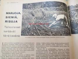 Kotiliesi 1941 nr 16 elokuu II sis. mm. seur. artikkelit / kuvat / mainokset; Kansikuvitus Martta Wendelin, Pellavaliina teko-ohje sivulla 2, Kamppailujen kesän
