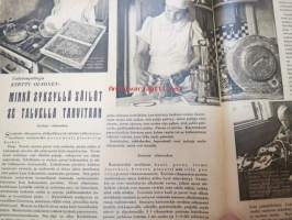 Kotiliesi 1941 nr 16 elokuu II sis. mm. seur. artikkelit / kuvat / mainokset; Kansikuvitus Martta Wendelin, Pellavaliina teko-ohje sivulla 2, Kamppailujen kesän