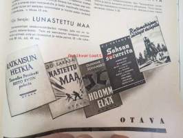 Kotiliesi 1941 nr 16 elokuu II sis. mm. seur. artikkelit / kuvat / mainokset; Kansikuvitus Martta Wendelin, Pellavaliina teko-ohje sivulla 2, Kamppailujen kesän