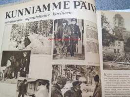 Kotiliesi 1941 nr 18 syyskuu II sis. mm. seur. artikkelit / kuvat / mainokset; Kansikuvitus Martta Wendelin, Säkistä parhaaksi pöytäliinaksi teko-ohje sivulla