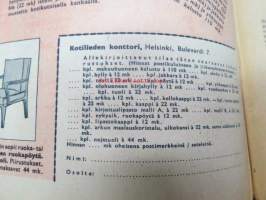 Kotiliesi 1941 nr 20, sis. mm. seur. artikkelit / kuvat / mainokset; Kansikuvitus Martta Wendelin, Huonekalumallit- työpiirustustilaus, Sota-ajan lapset -