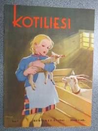 Kotiliesi 1941 nr 7 huhtikuu I, sis. mm. seur. artikkelit / kuvat / mainokset; Kansikuvitus Martta Wendelin, Sauma kohtansa koristaa, Riihimäen lasisto 1940 -