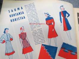 Kotiliesi 1941 nr 7 huhtikuu I, sis. mm. seur. artikkelit / kuvat / mainokset; Kansikuvitus Martta Wendelin, Sauma kohtansa koristaa, Riihimäen lasisto 1940 -