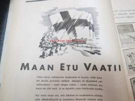 Kotiliesi 1941 nr 7 huhtikuu I, sis. mm. seur. artikkelit / kuvat / mainokset; Kansikuvitus Martta Wendelin, Sauma kohtansa koristaa, Riihimäen lasisto 1940 -