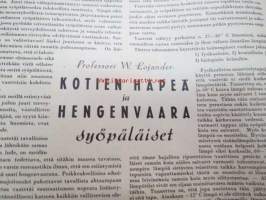 Kotiliesi 1941 nr 7 huhtikuu I, sis. mm. seur. artikkelit / kuvat / mainokset; Kansikuvitus Martta Wendelin, Sauma kohtansa koristaa, Riihimäen lasisto 1940 -