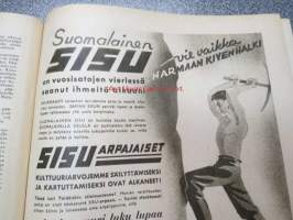 Kotiliesi 1941 nr 7 huhtikuu I, sis. mm. seur. artikkelit / kuvat / mainokset; Kansikuvitus Martta Wendelin, Sauma kohtansa koristaa, Riihimäen lasisto 1940 -