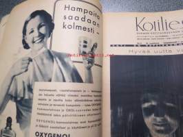 Kotiliesi 1938 nr 1, tammikuu I, sis. mm. seur artikkelit / kuvat / mainokset; Kansikuva Martta Wendelin, Vauvan ikioma tuoli teko-ohje sivulla 2, Nivea Oxgenol,