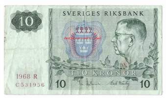 Ruotsi 10 kruunua 1968 seteli