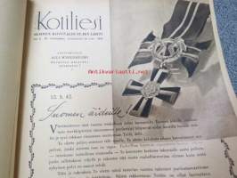 Kotiliesi 1942 nr 9, toukokuu I, sis. mm. seur artikkelit / kuvat / mainokset; Kansikuva Martta Wendelin, Siivoamme saippuattakin, kukkia, Jussi Komonen