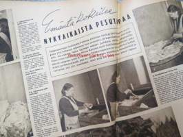 Kotiliesi 1942 nr 9, toukokuu I, sis. mm. seur artikkelit / kuvat / mainokset; Kansikuva Martta Wendelin, Siivoamme saippuattakin, kukkia, Jussi Komonen