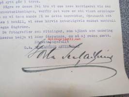 G.A. Serlachius Oy, Mänttä, allekirjoitus Gösta Serlachius, 11.9.1940 -asiakirja / firmalomake
