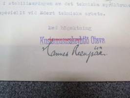 Kustannusosakeyhtiö Otava, Helsinki, 6.8.1940 -asiakirja / firmalomake, allekirjoitus Hannes Reenpää