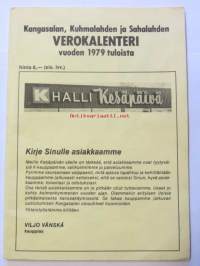 Kangasalan, Kuhmalahden ja Sahalahden verokalenteri vuoden 1979 tuloista