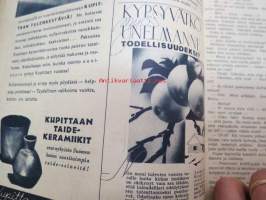 Kotiliesi 1938 nr 6, maaliskuu II, Kansikuvitus Martta Wendelin Äiti ja pikkutyttö -aihe) Mainoksia:  Kudos Oy Silo, Katriina-Kahvi, Tussin -pastilli