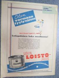 Kotiliesi 1938 nr 6, maaliskuu II, Kansikuvitus Martta Wendelin Äiti ja pikkutyttö -aihe) Mainoksia:  Kudos Oy Silo, Katriina-Kahvi, Tussin -pastilli