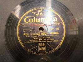 Columbia DY 70 Matti Jurva - Onnen kadotessa / Pieni punainen mökki -savikiekkoäänilevy, 78 rpm