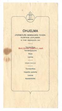 Ohjelma Jyväskylän Seminaarin Toverikuntain juhlassa 10.6.1913