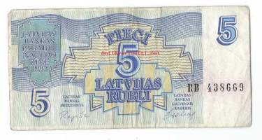 Latvia 5 Latvijas Rublis 1992 -  seteli