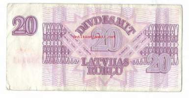 Latvia 20 Latvijas Rublis 1992 -  seteli