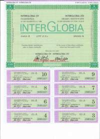 InterGlobia Oy  Oy,  Helsinki 19.2.1992 /  osakekirja