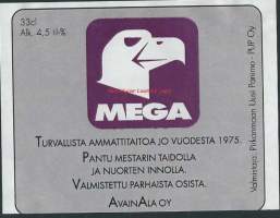 Avain-Ala Oy / Mega - olutetiketti mainos