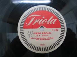 Triola T 4112 Helsingin Saalem-seurakunnan kuoro ja orkesteri - Kohta taivahan kellot jo soittaa / Pukuni hohtava -savikiekkoäänilevy, 78 rpm