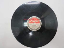 Triola T 4228 Helsingin Saalem-seurakunnan kuoro ja orkesteri - Mä kulkenut jo kauan olen / Surun laaksohon, Herra, sä peltosi teit -savikiekkoäänilevy, 78 rpm