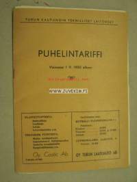 Turun kaupungin teknilliset laitokset -Puhelintariffi 1950