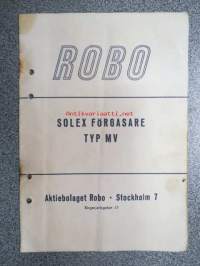 ROBO Solex förgasare typ MV reglering / fel -kaasuttimen ohjekirja ruotsiksi