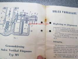 ROBO Solex förgasare typ MV reglering / fel -kaasuttimen ohjekirja ruotsiksi