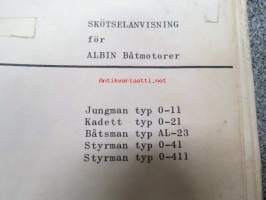 Albin båtmotorer O-11, O-12, AL-23, O-41, O-411 Instruktionsbok -käyttöohjekirja ruotsiksi