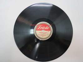 Triola T 4110 Helsingin Saalem-seurakunnan kuoro ja orkesteri - Rantamilla taivaan / Vaikk´ois´syntis´, veri ruskeet -savikiekkoäänilevy, 78 rpm