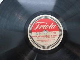 Triola T 4112 Helsingin Saalem-seurakunnan kuoro ja orkesteri - Kohta taivahan kellot jo soittaa / Pukuni hohtava -savikiekkoäänilevy, 78 rpm