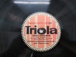 Triola T 4111 Helsingin Saalem-seurakunnan kuoro ja orkesteri - Jeesuksen armo suuri / Laulu taivaasta -savikiekkoäänilevy, 78 rpm